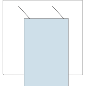 Inloopdouche. Vrijstaande glazen wand. Type Paris