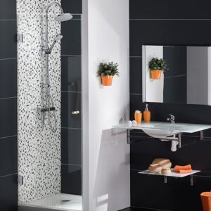 Douchecabine met één glazen draaideur. Type Nice